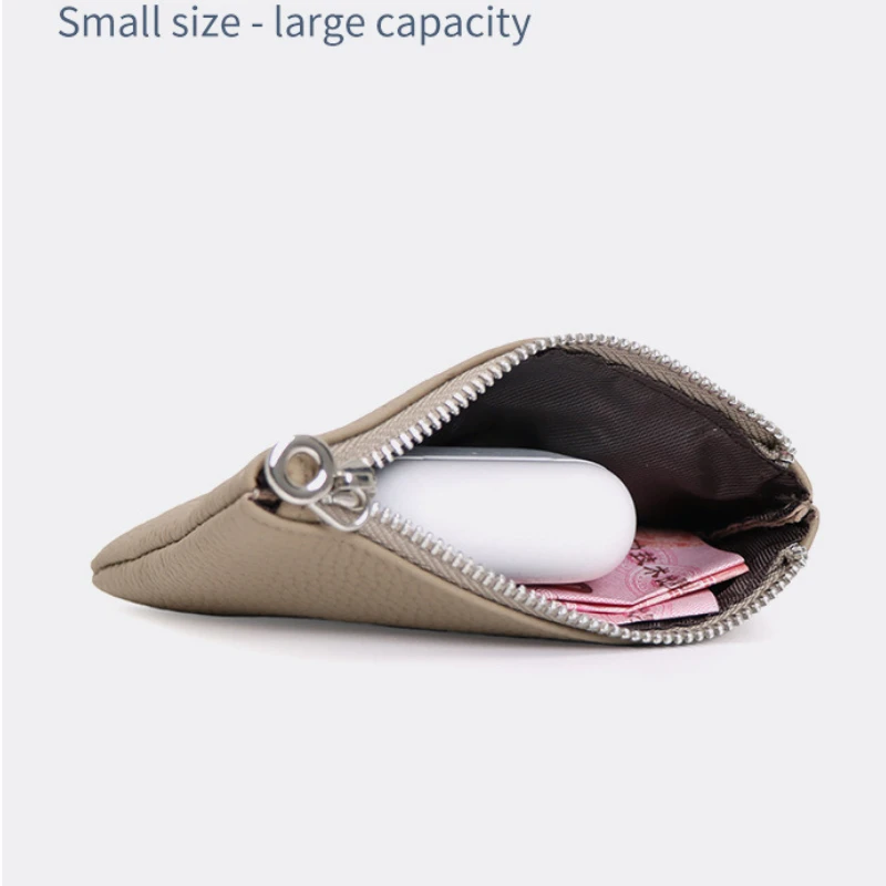 Luxury Brand Cowhide Wristlet Keychain Wallet Minimalist Key Ring Bracelet Genuine Leather Coin Purses for Women with Key Holder