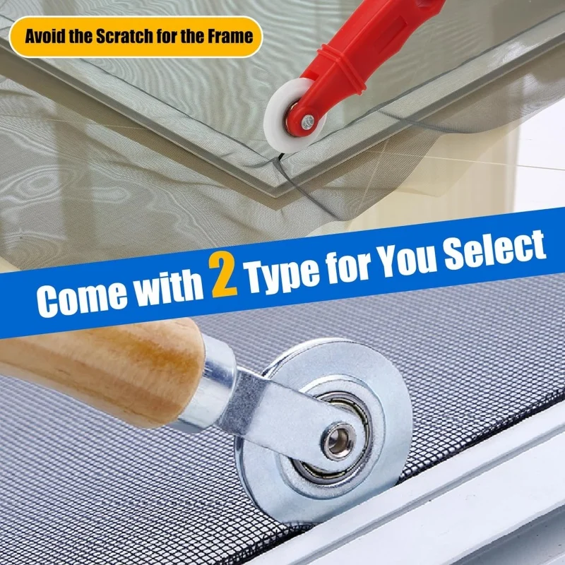 Strumento di rotolamento per schermi in metallo/nylon da 2 pezzi, per installazione a doppia finestra Rullo scanalato a mano Finestre per porte a schermo durevoli per uso domestico