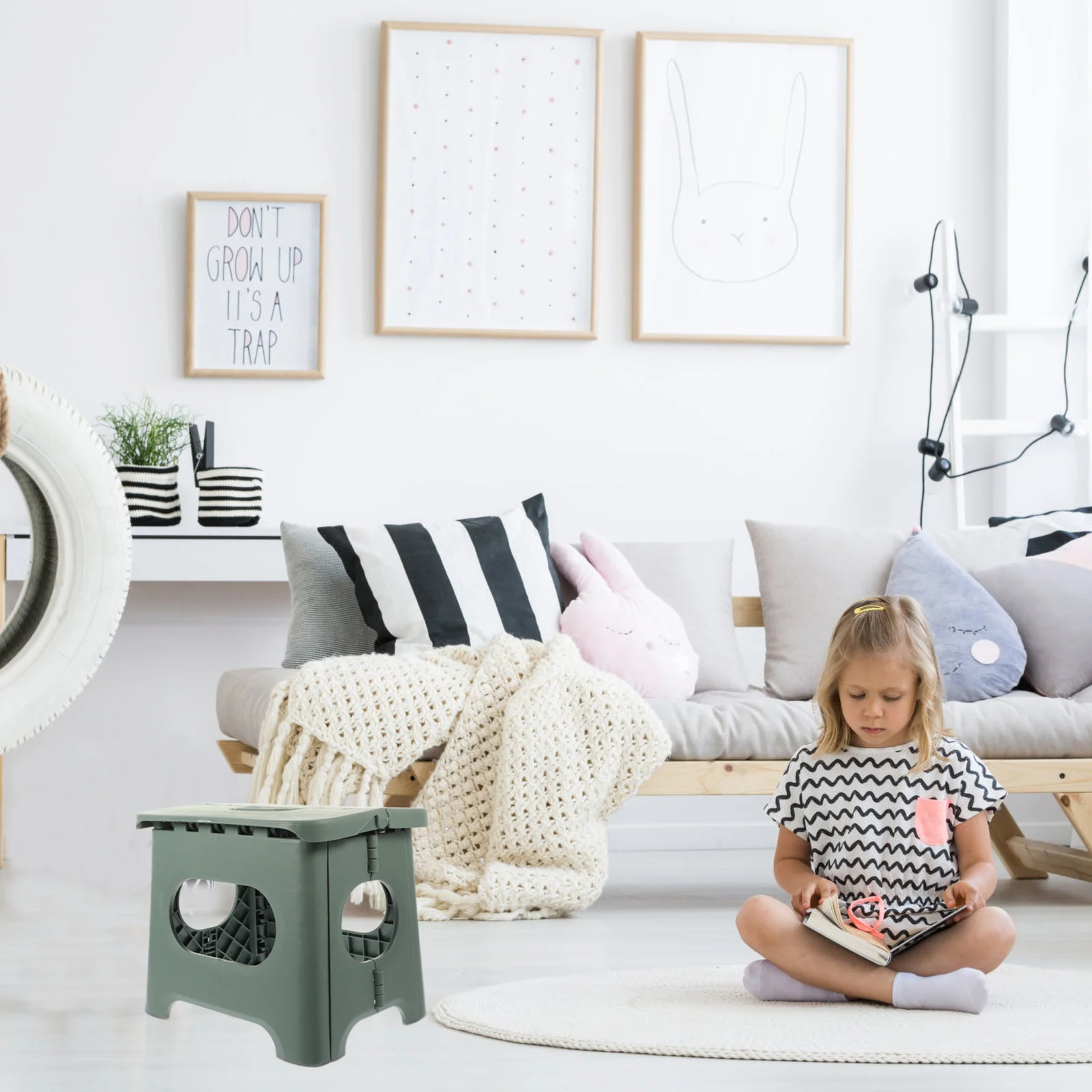 Lightweight Foldable Stool Portable Plastic Stool for Home School Hotel Kindergarten Compact Design Easy to Fold and Hang