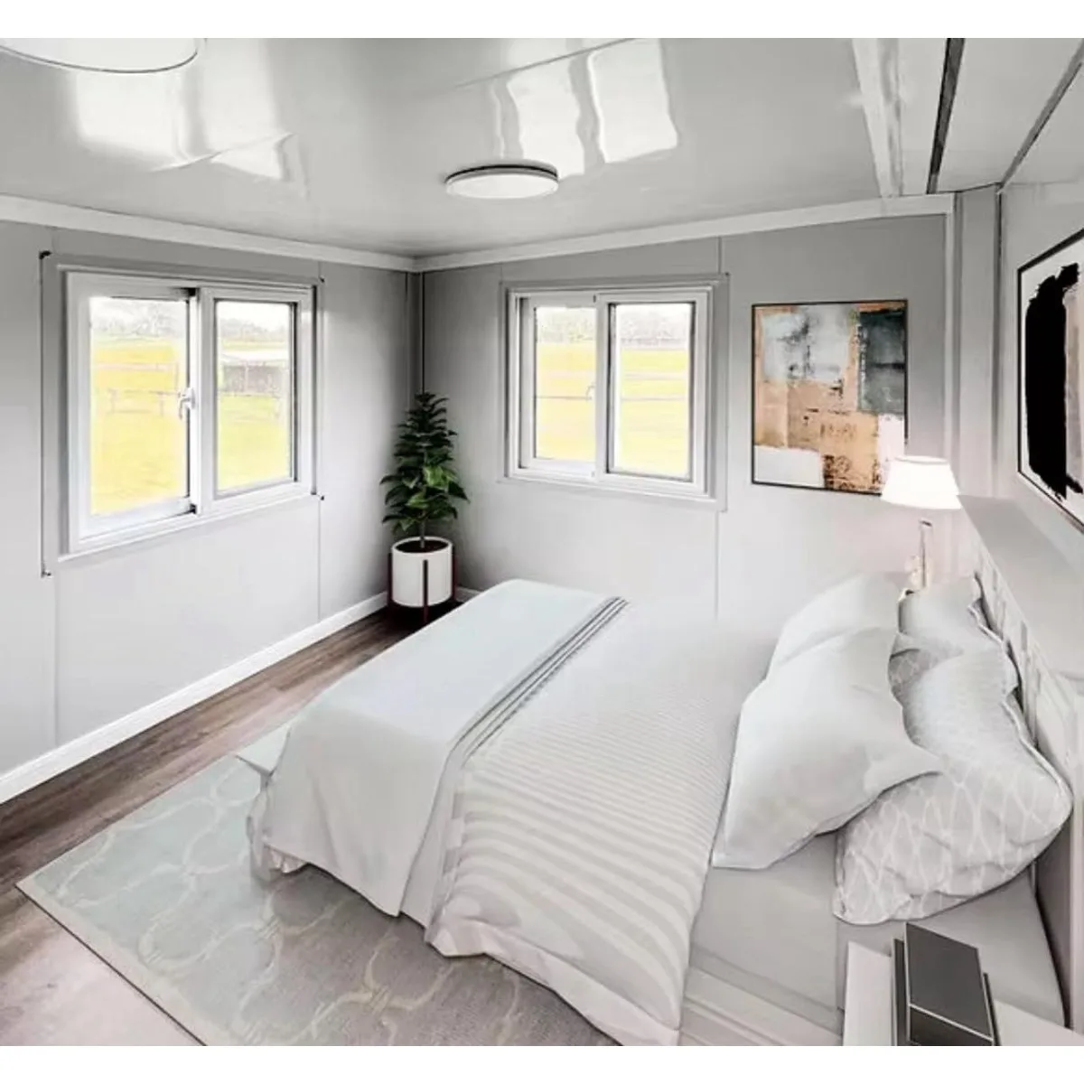 منزل صغير جاهز قابل للتوسيع بطول 40 قدمًا، 3 غرف نوم متنقلة مع مطبخ وحمام