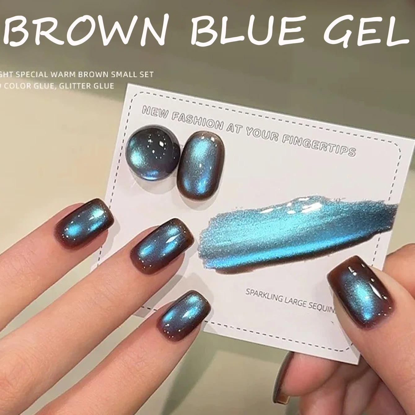 

1pcs WS Autumn Winter Nails Amber Blue Brown Light Crystal Glass Bead Cat Eye Gel Nail Polish Nail Salon Home DIY Nail Supplies