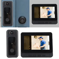 Wireless Doorbell Camera 8MP Video Doorbell Camera 170 Degree Wide Angle Fisheye Lens 2 Way Talk with Indoor Monitor for Villa