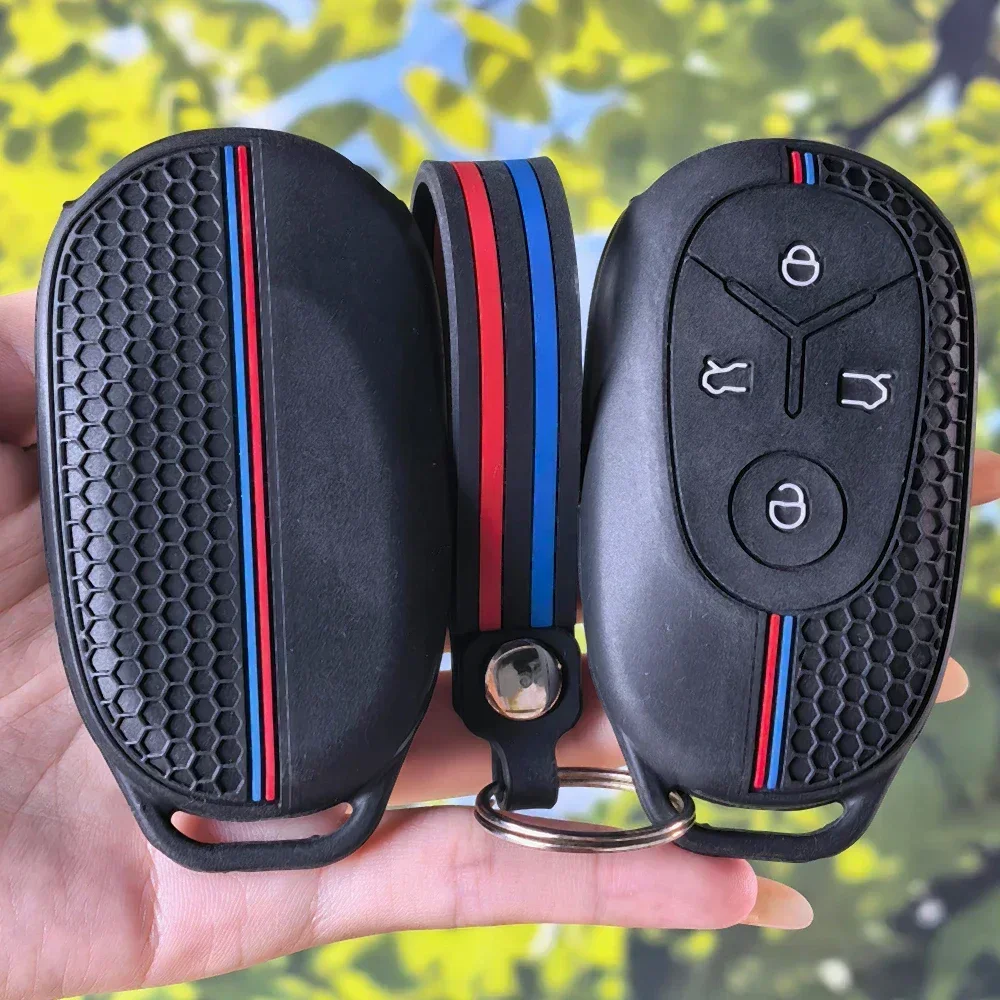 Grippy Honeycomb Silicone Key Case With Keychain For Geely GEOME Galaxy Light Star Wishes 2025 Exploration Youth
