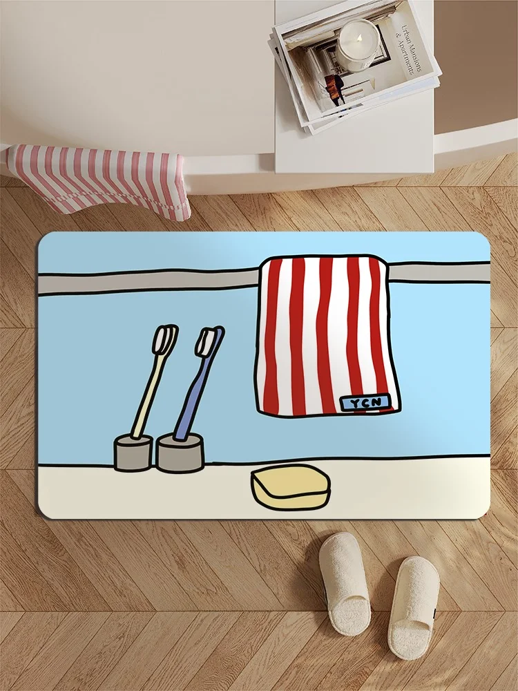 

Korean Sle Batoom Mat Soft Silicon Dendroid High Absorbency Anti Slip Entrance Door Mat Home Floor Carpet