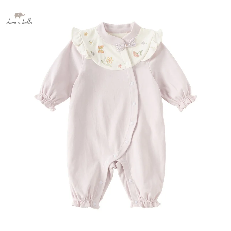 Dave Bella Baby Jumpsuit Newborn Creeper 2024 New Autumn Girl\'s Romper Casual Cotton Floral Comfortable Cute Sweet DB3241832