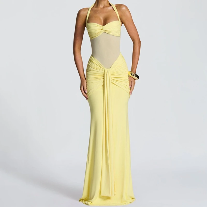 

Mesh Stitching Temperament Fishtail Ribbon Dress Skirt Slim Hip Women's Dress