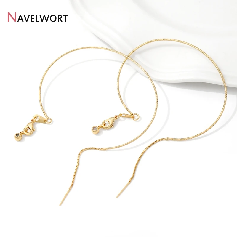 14K Gold Plated Brass Adjustable Bangle Bracelets Chain With Lobster Clasps,DIY Beading Bracelet Making Accessories