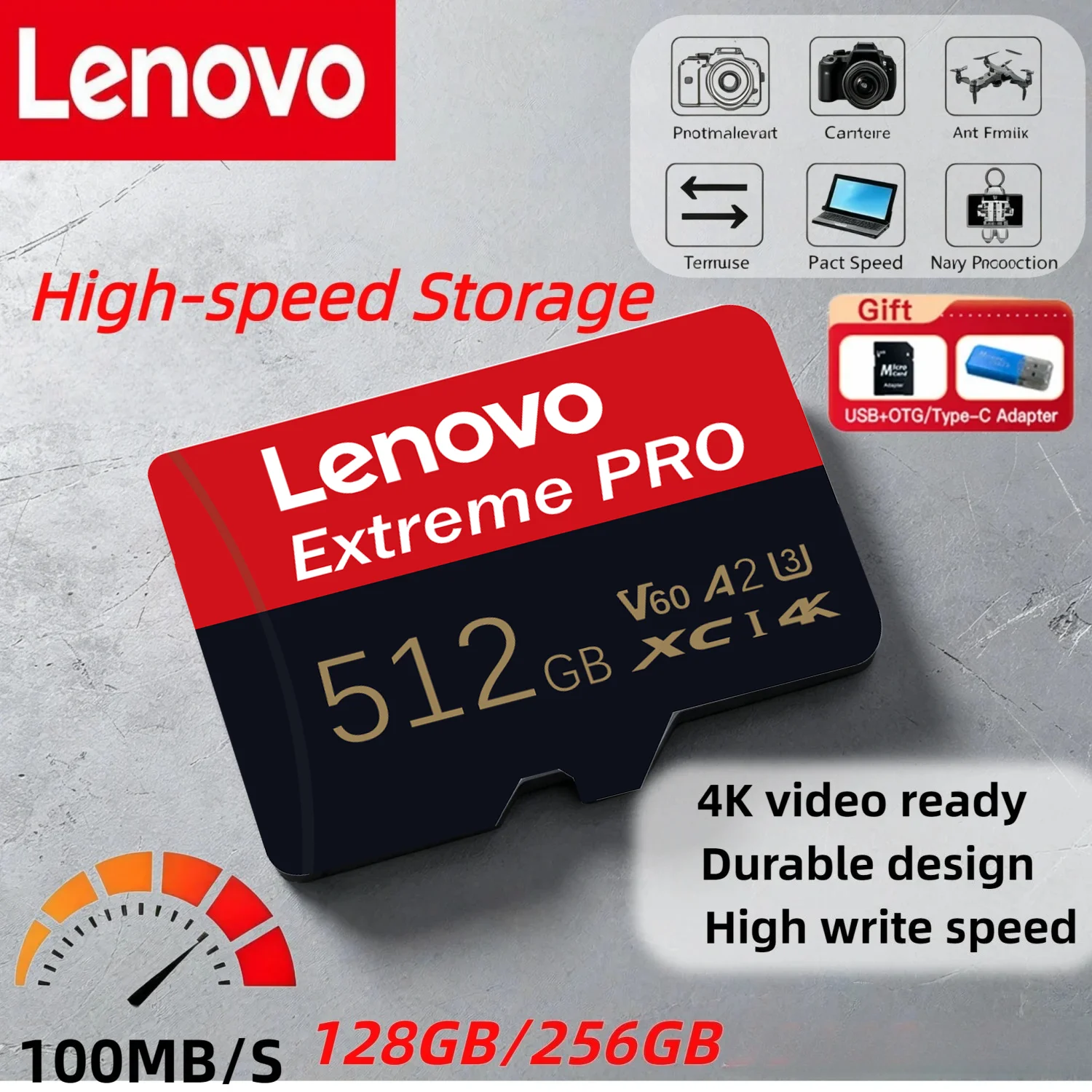 Original Lenovo High Speed Memory Card Micro TF SD Card 512GB 256GB TF Card For Camera Surveillance Devices For Sony Switch Cam