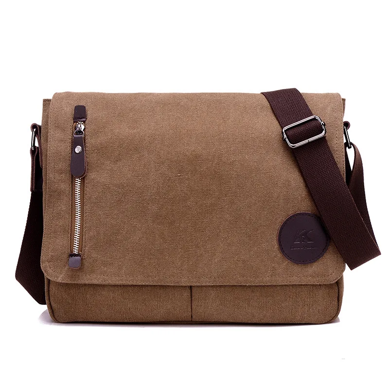 Weysfor Fashion Solid Canvas Messenger Satchel Bags Buckle Casual Portable Shoulder Bag Korean Trend Simple Pack For Men