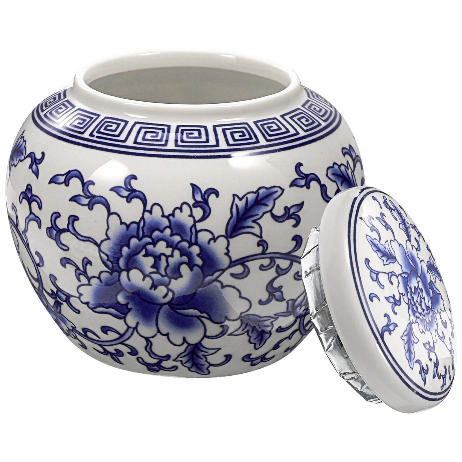 

Blue White Porcelain Tea Jar Ceramic Storage Canister Lidded Container Organizer for Loose Leaf Tea Coffee Candy Kitchen