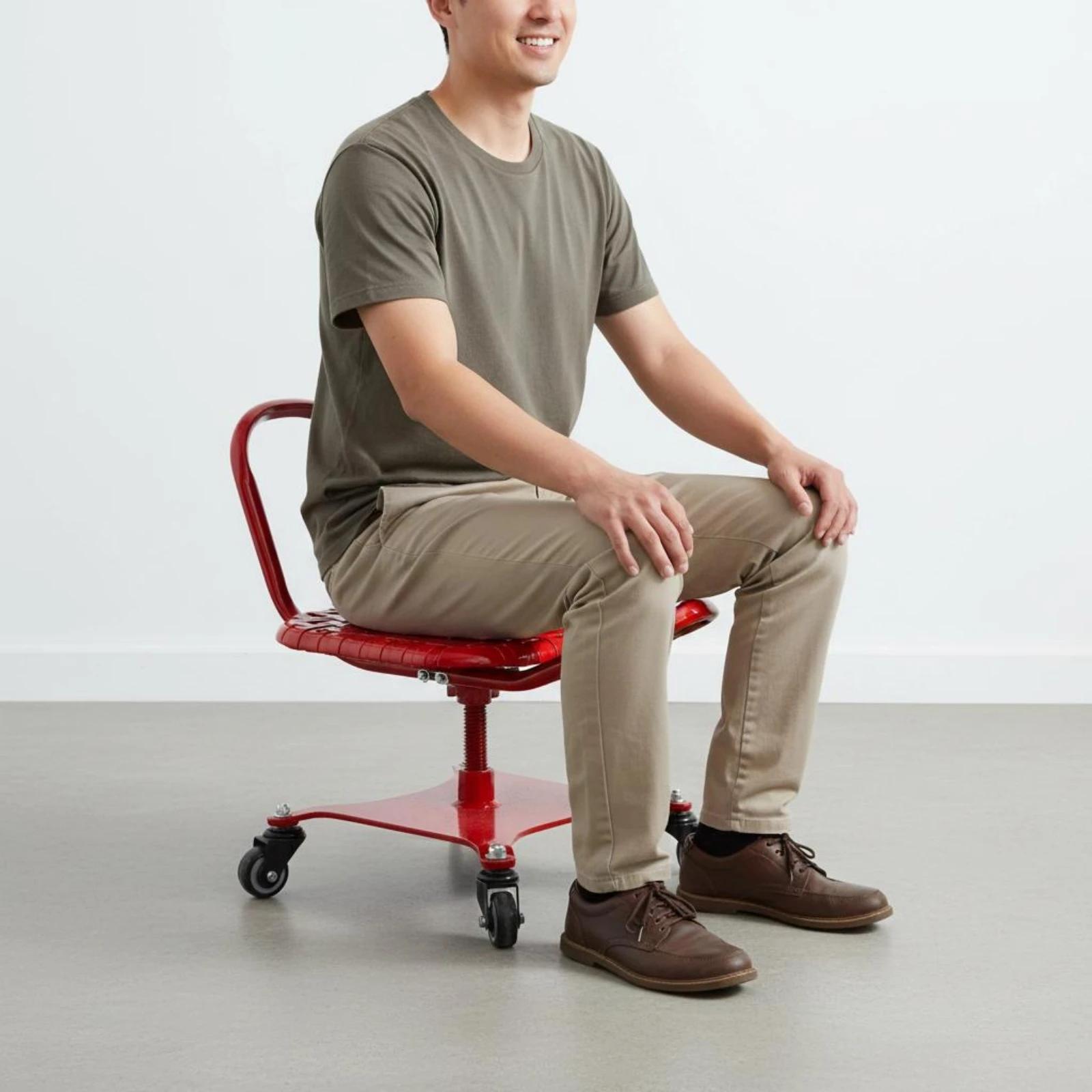 Adjustable Height Work Stool Stable 4-Wheel Design Adjustable Height Shop Stool Low Creeper Seat Easy to Clean for Tilers