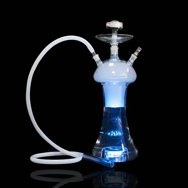 wholesale high quality mushroom shape glass hookah shisha glass chicha narguile with LED lights