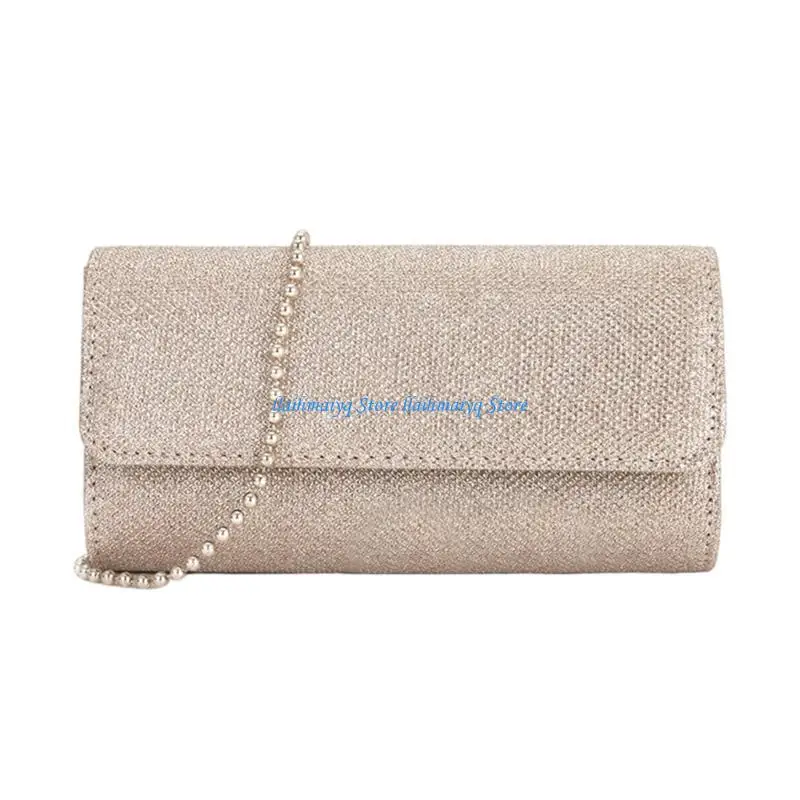 

573B Elegant Evening Bag Beaded Chain Handbag Crossbody Purse for Women Wedding Party