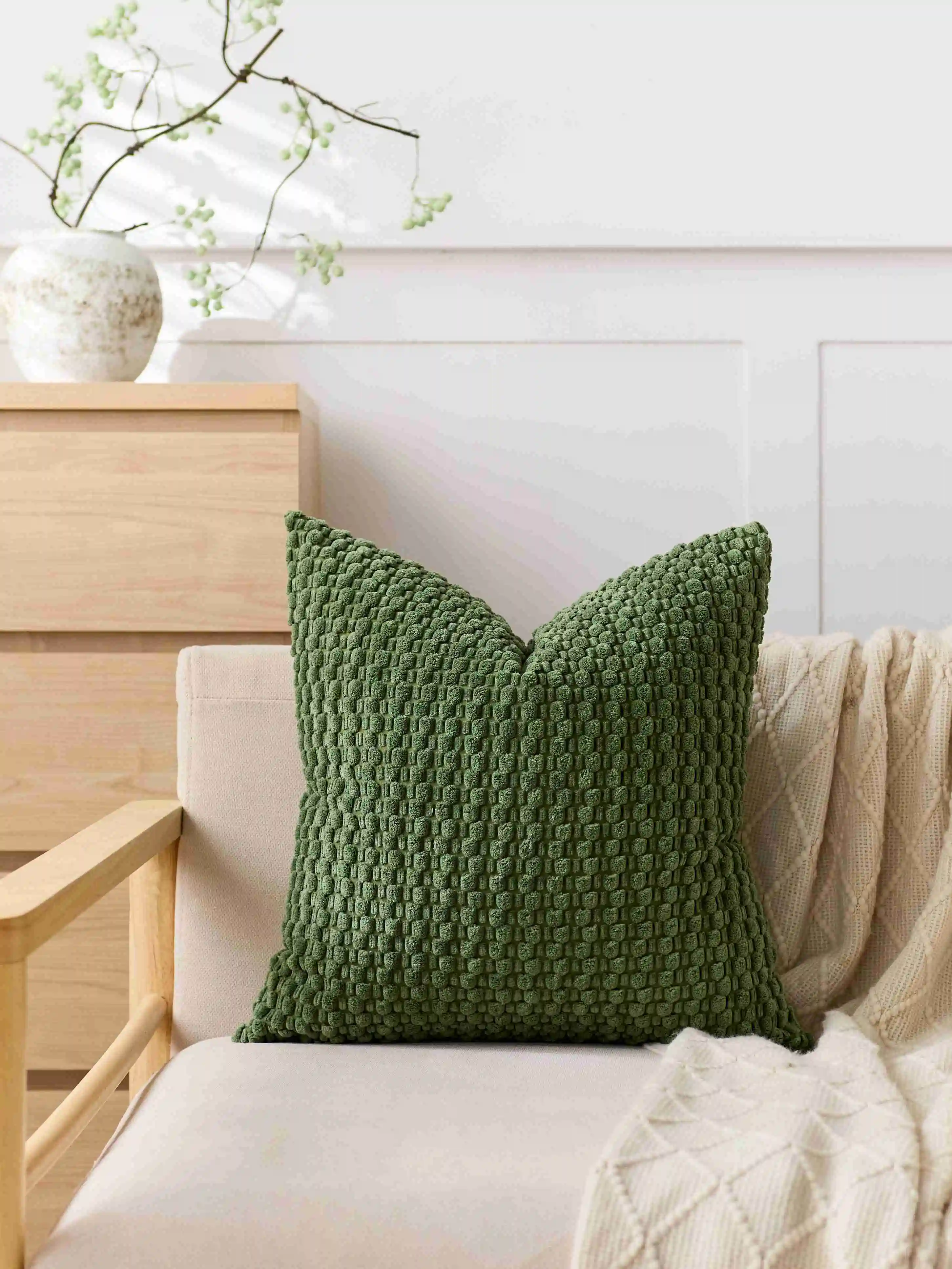 

New 2025 Green Cushion Cover Striped 45x45CM Throw Pillow Cover Corduroy Boho Pillowcase for Sofa Living Room Decor Pillow Case