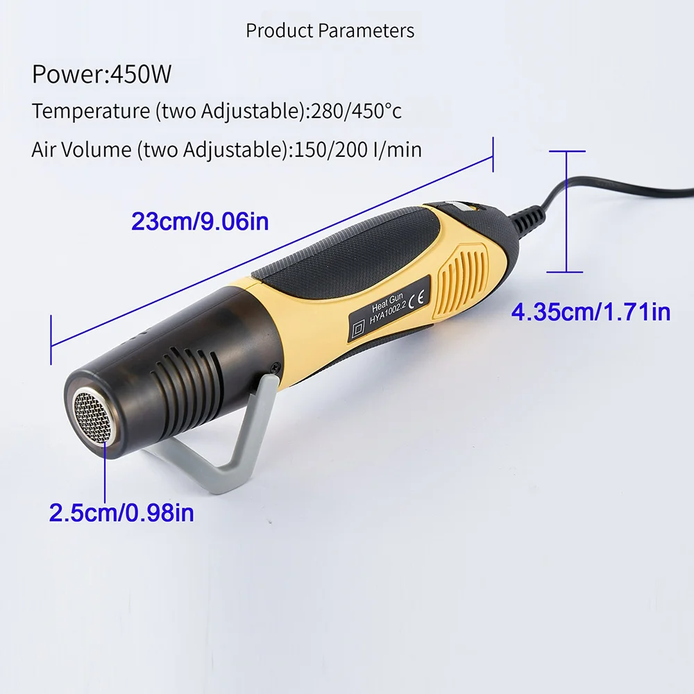 450W 250/450℃ Two-Speed Mini Hot Air Gun Thermal Blower Heat Gun Mobile Phone Repair Car Film Welding Heating Gun Tool 110V/220V