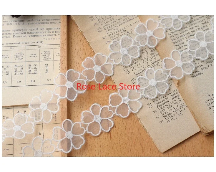5 yards flower embroidery Lace Trim,white floral tulle lace trim, For Wedding Gown,Bridal Hairband Width 1.18''