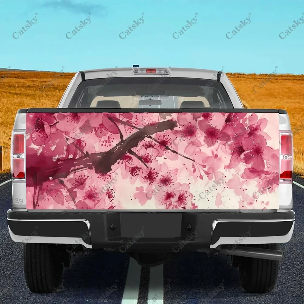 Sakura plum blossom ink painting Car rear tail sticker modified package design suitable for SUV car truck package sticker decal