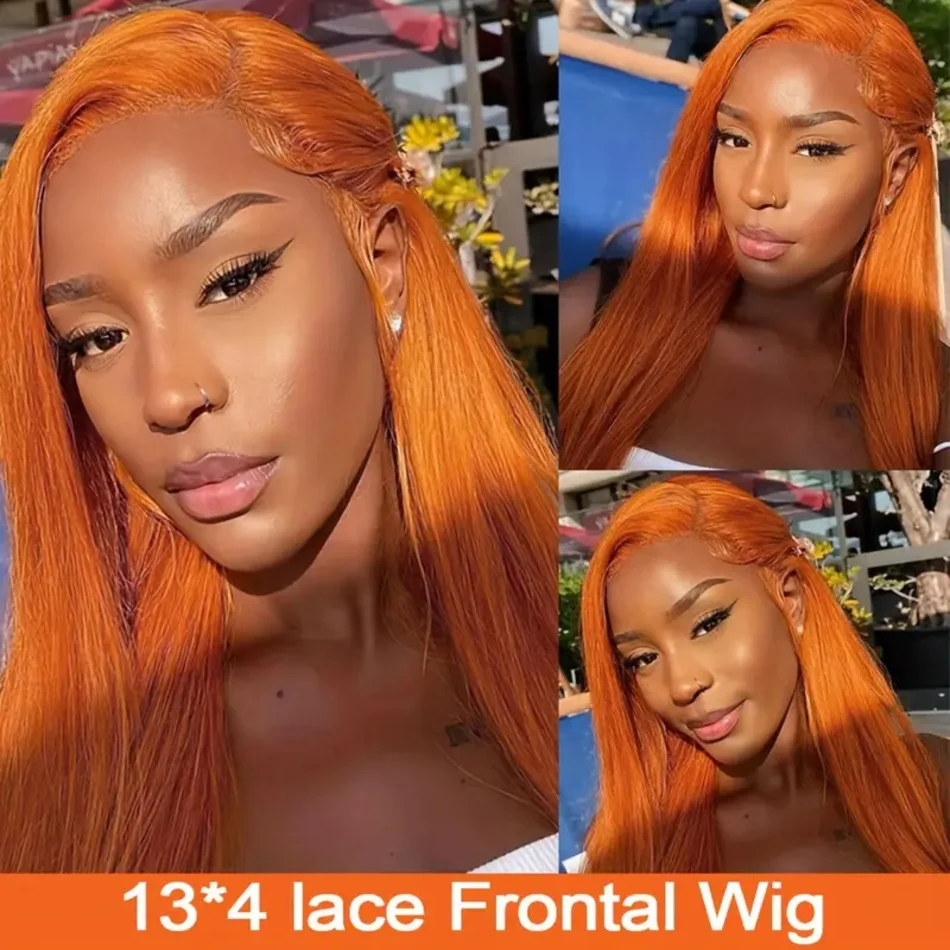 

13x4 13x6 HD Transparent Ginger Straight Wigs 100% Natural Brazilian Hair Lace Front Human Hair Frontal Glueless Wigs For Women