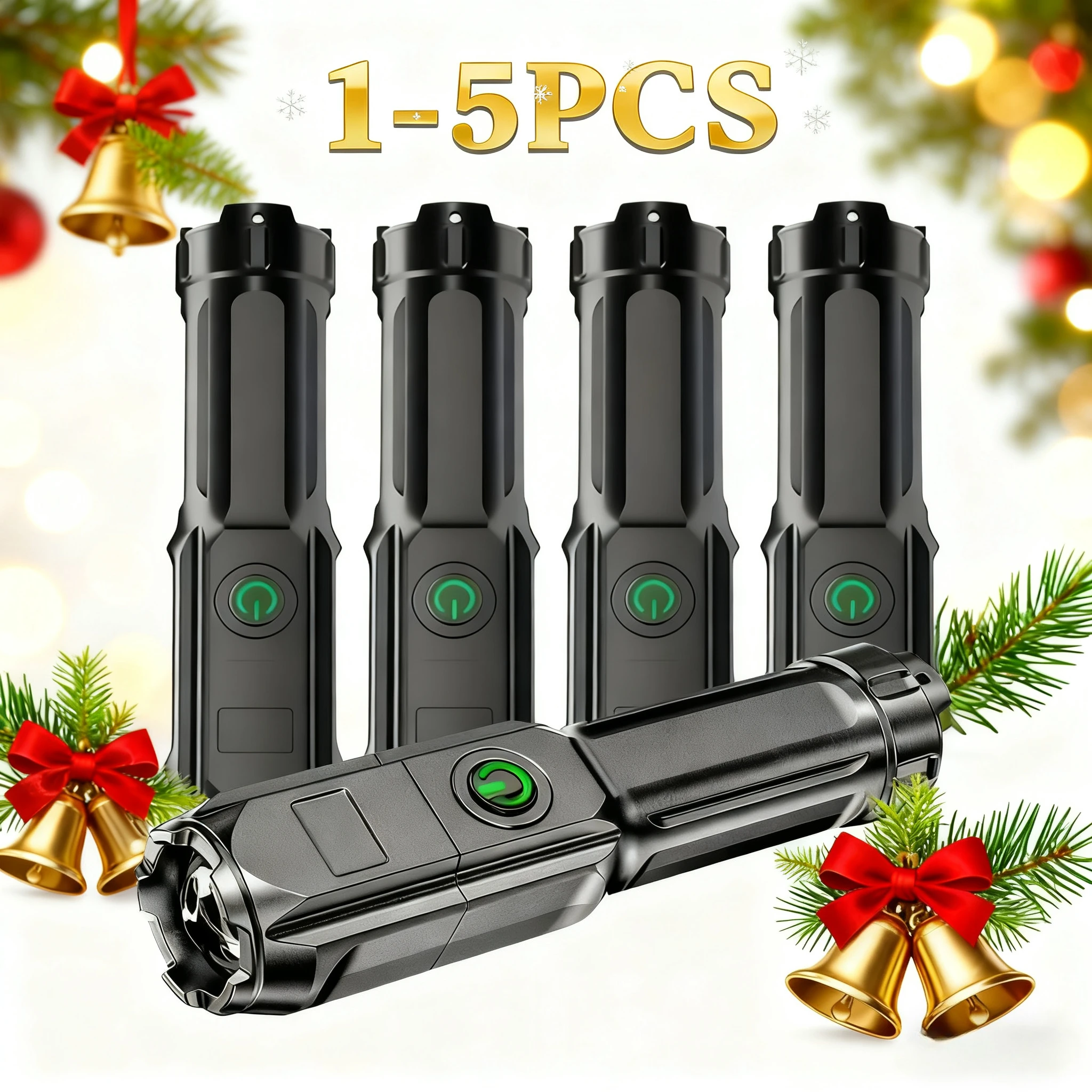 

Telescopic Zoom Tactical Flashlights Rechargeable LED Torch 4 Lighting Modes Long-Range Waterproof Camping Fishing Flashlight