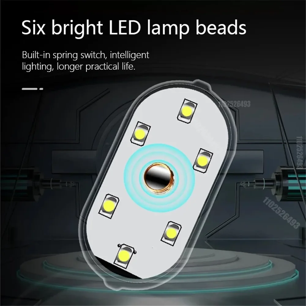 Mini LED Car Interior Dome Light with Finger Touch Sensor USB Charging and Magnetic Roof Mount-Atmosphere Reading Lamp Interior