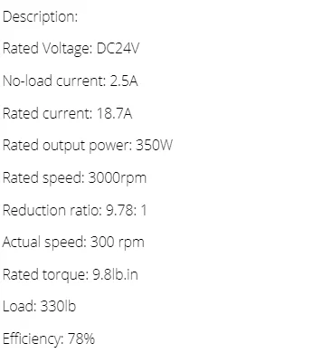 Light three-wheeled motorcycle bicycle chain modification accessories 24V 350W brushed gear motor MY1016Z3