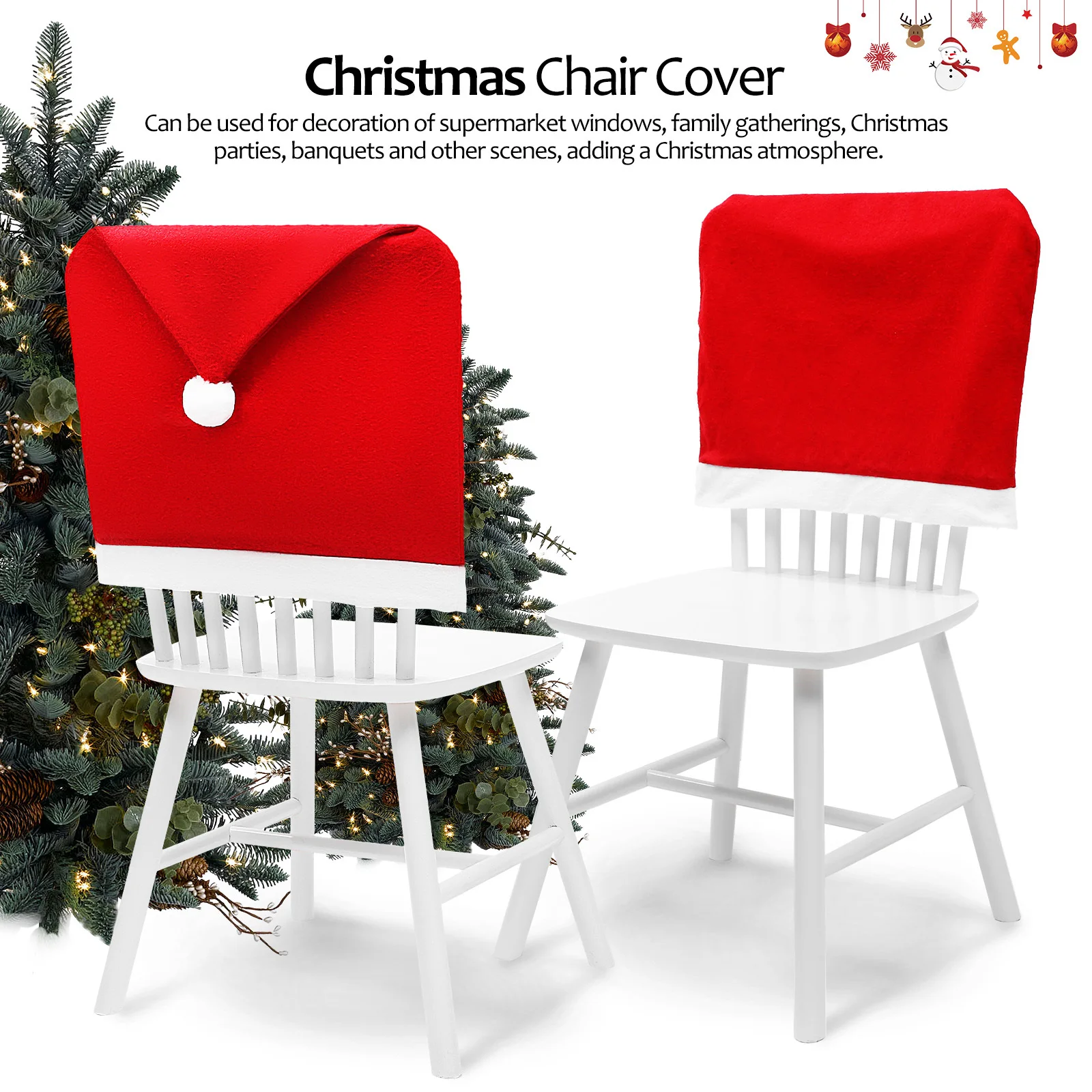 

10Pcs Christmas Chair Back Covers Non-Woven Fabric Holiday Dining Room Decorations Party Chair Slipcovers Festive Design