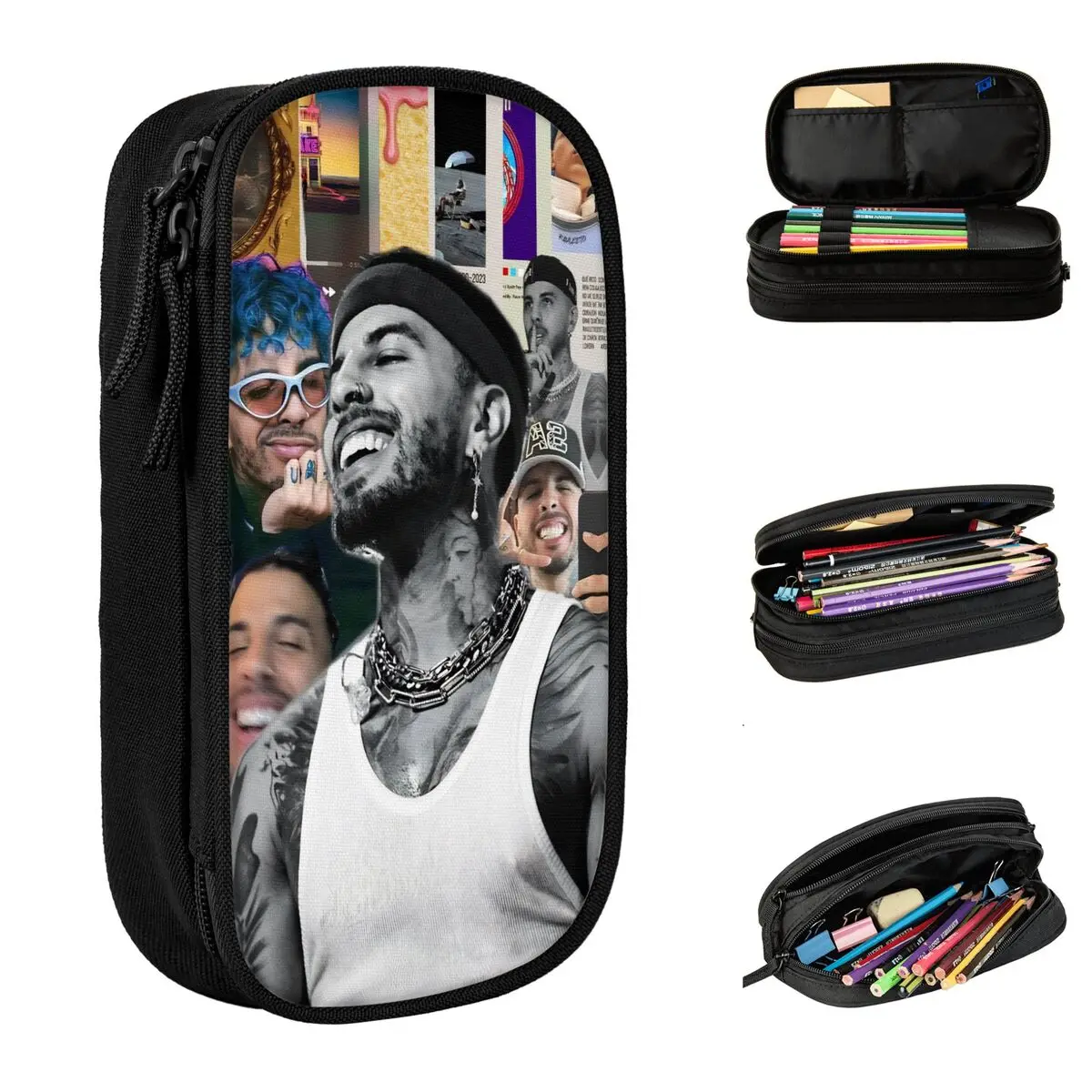 Creativo Rauw Alejandro Singer Rapper Astucci per matite Astuccio Portapenne per ragazza Ragazzo Borsa grande per materiale scolastico
