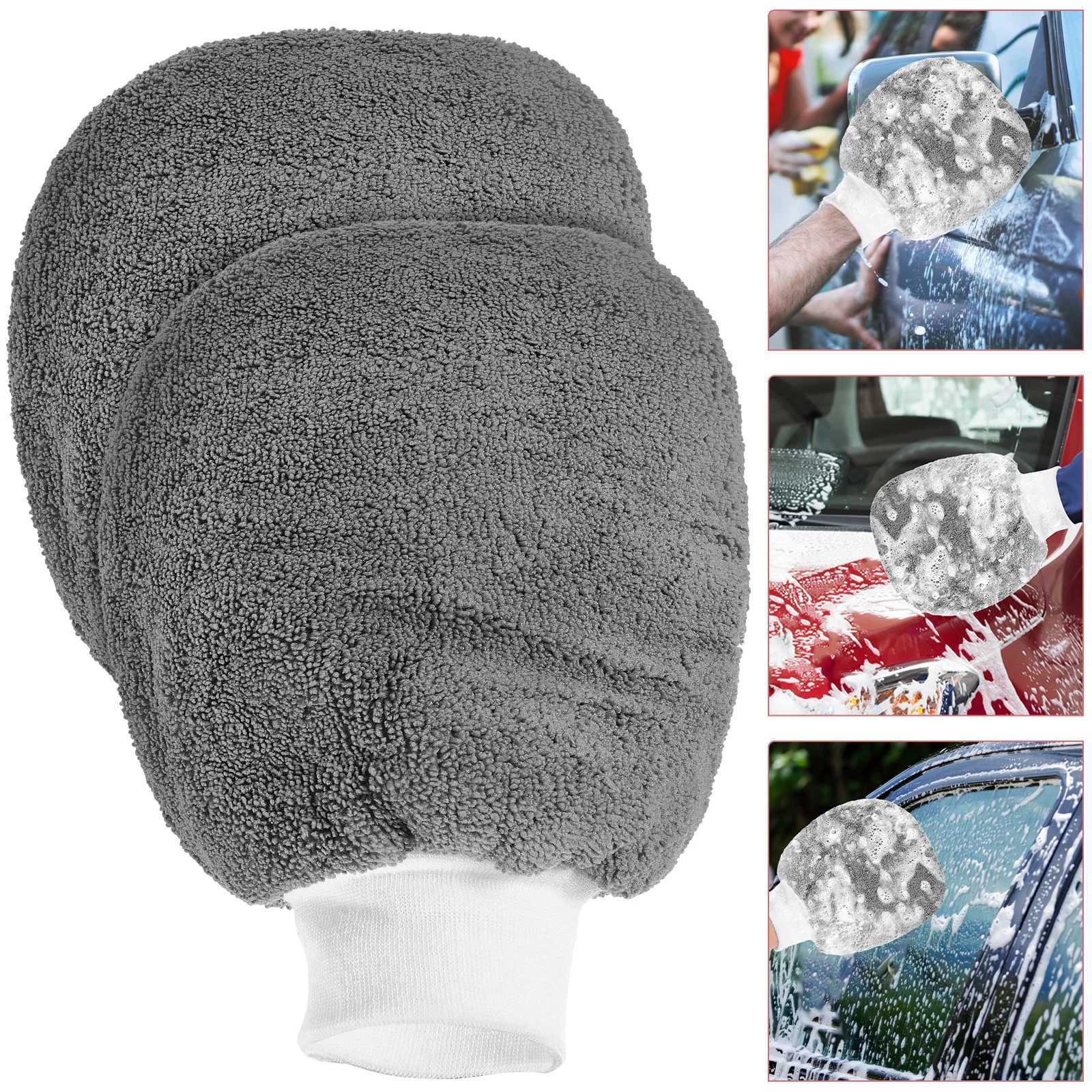 

2pcs Car Wash Mitt Scratch Free Thickened Wash Mitten Fine Fiber Durable For Car Home Cleaning Exterior Auto Detailing Gloves