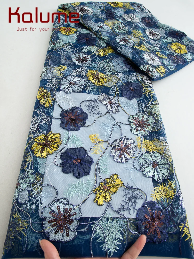 African Lace Fabric Embroidery Nigeria French Lace Fabric With Sequin High Quality French Lace Fabric For Women Dress F4038