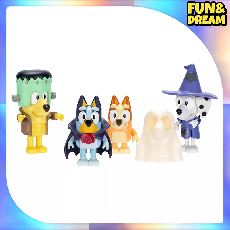 Spot Bluey Familie Halloween 4 Figur Set Action figuren Geburtstags geschenk dekorative Ornamente auf der Tischplatte Halloween Geschenke