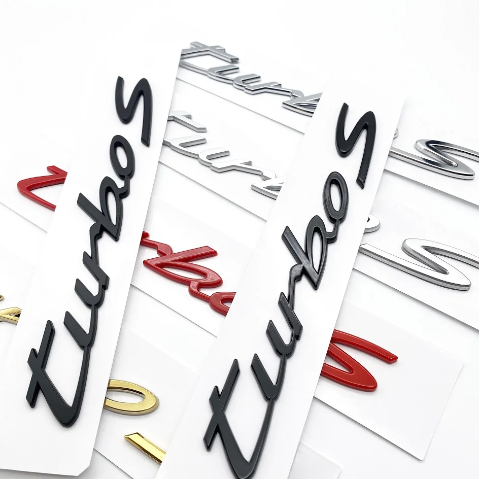 1pcs New Design 3D Metal Car Turbo S Boost Emblem Badge Sticker Decal Auto Bumper Tail Door Trunk Sticker Car Rear Accessorys