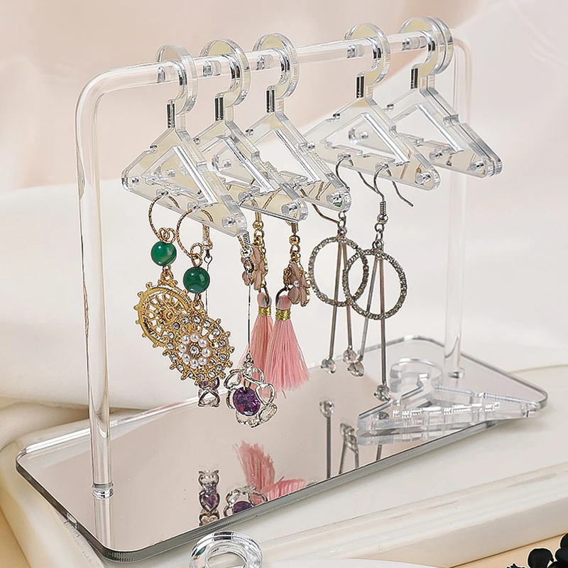 8 Mini Coat Hanger Polymer Clay Soft Pottery Earrings Stand Organizer Hanger Shape Tabletop Jewelry Display Holder for Earring