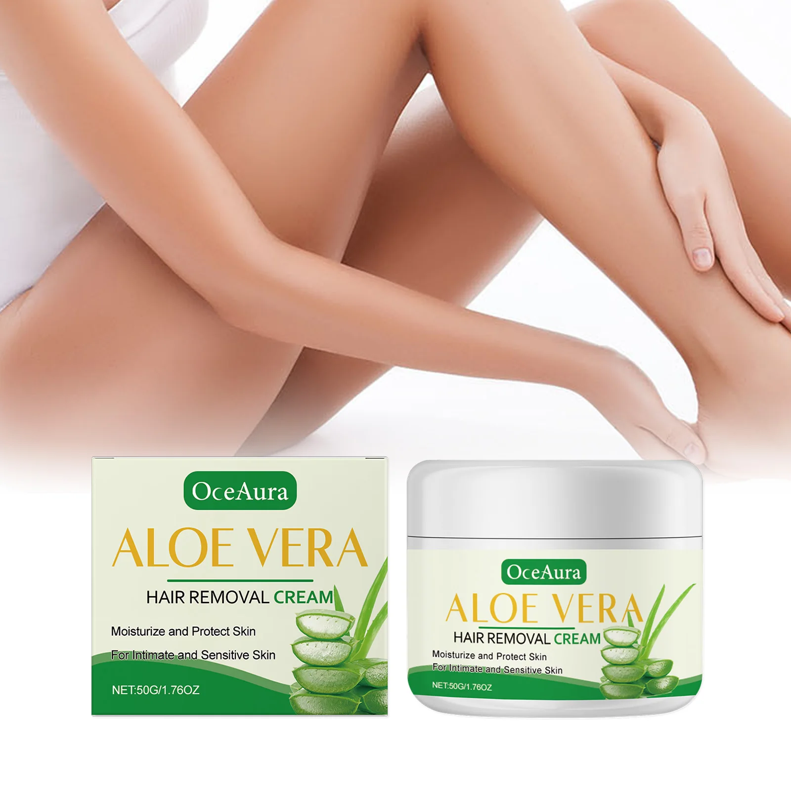 Aloe Vera Hair Removal Cream - Gentle Depilatory For Smooth Skin, Full Body Use On Legs & Underarms, Moisturizing Formula