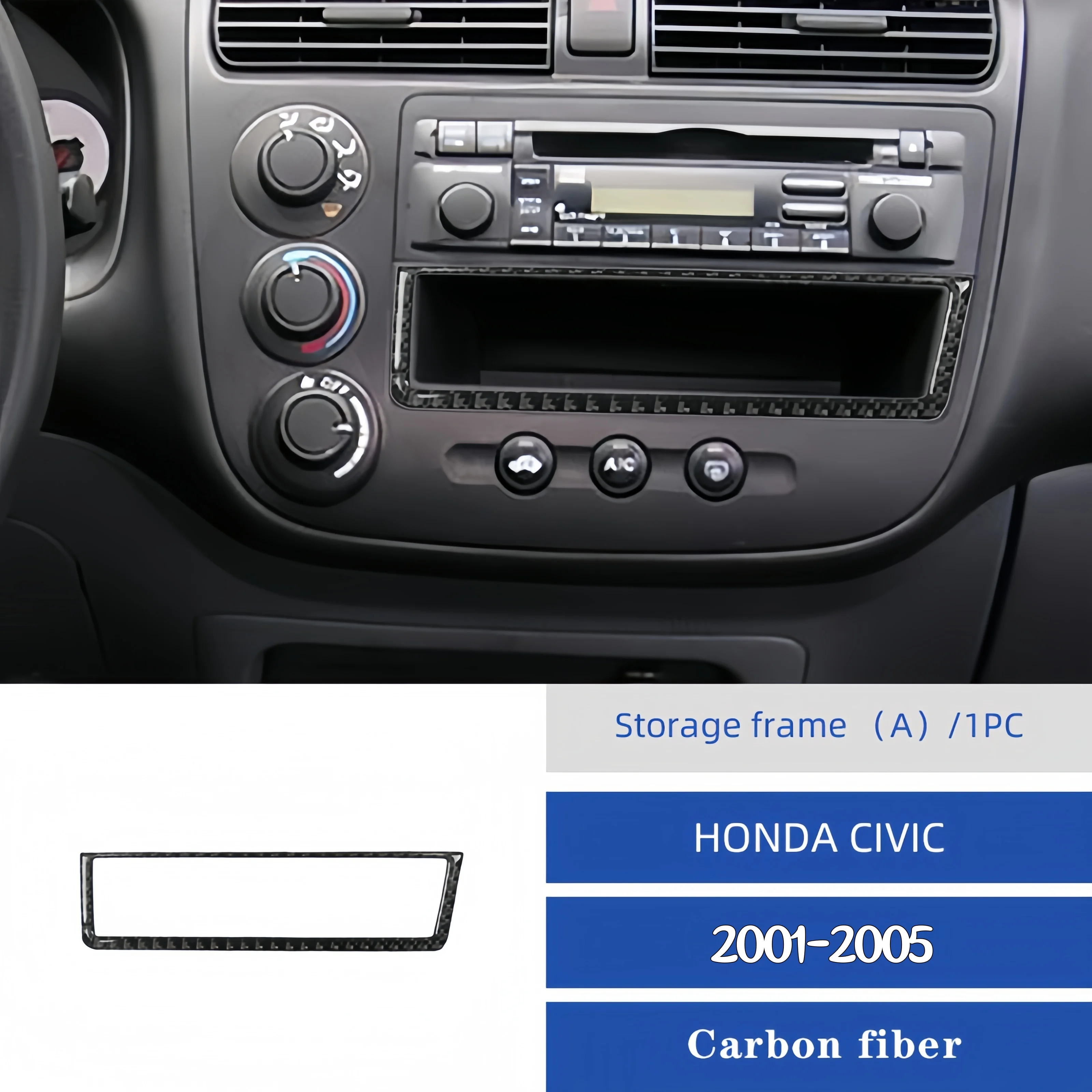 

Для Honda Civic 2001-2005 углеродное волокно интерьер автомобиля центральное управление ящик для хранения рамка отделка крышка украшения наклейка аксессуары