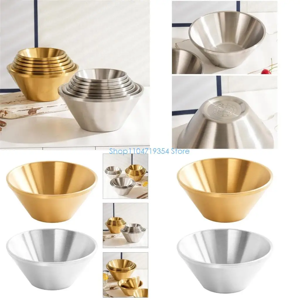 0XLD Kitchen Salad Mixing Bowl Double Layer Stainless Steels Bowl  Ice Cream Dessert Cups for Cooking and Serving Enduring