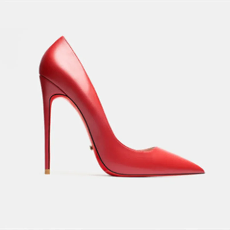 HLTINO 2025 new Sexy Women Red Bottom Shoes Ladies Thin Heel Matte Finish High Heeled Shoes for Autumn Spring Daily