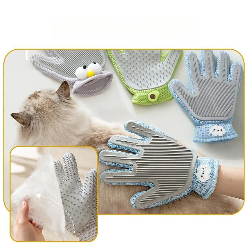 

2-in-1 Silicone Deshedding Glove, Double Sided Pet Grooming Mitt for Bathing & Massage - Easy Clean Design