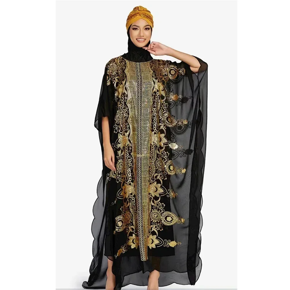 

Customized 2025 New Kaftan Sequins Abaya African Dashiki Women Long Maxi Dress Dubai Caftan Robe Gown Traditional Boubou Ramadan