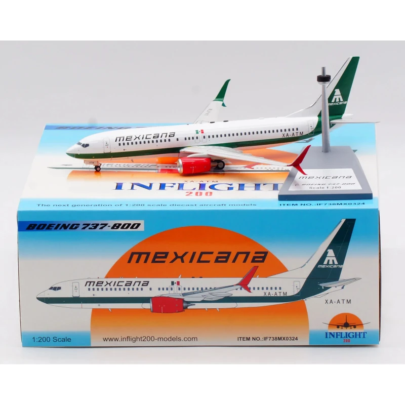 1:200 Diecast Alloy Plane INFLIGHT Mexica Airlines Boeing B737-800 Aircraft Jet Model XA-ATM Colleciton Display Gifts Fans