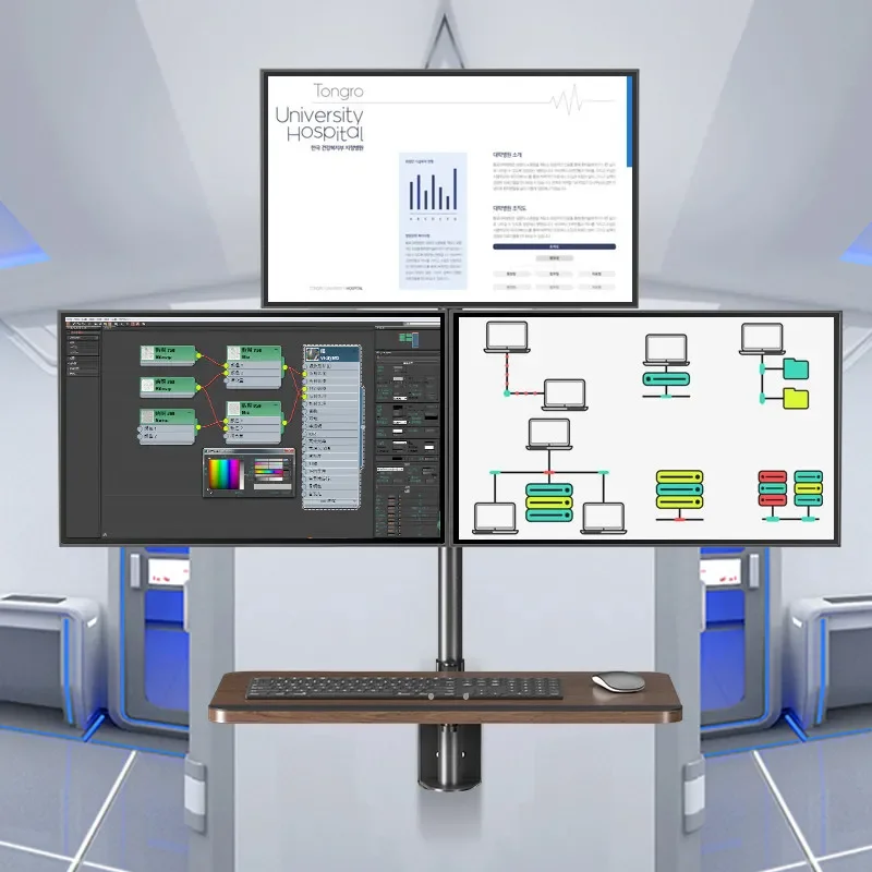 dual-screen three-screen multi-screen computer monitor keyboard wall splicing bracket industrial plant laboratory combination ha