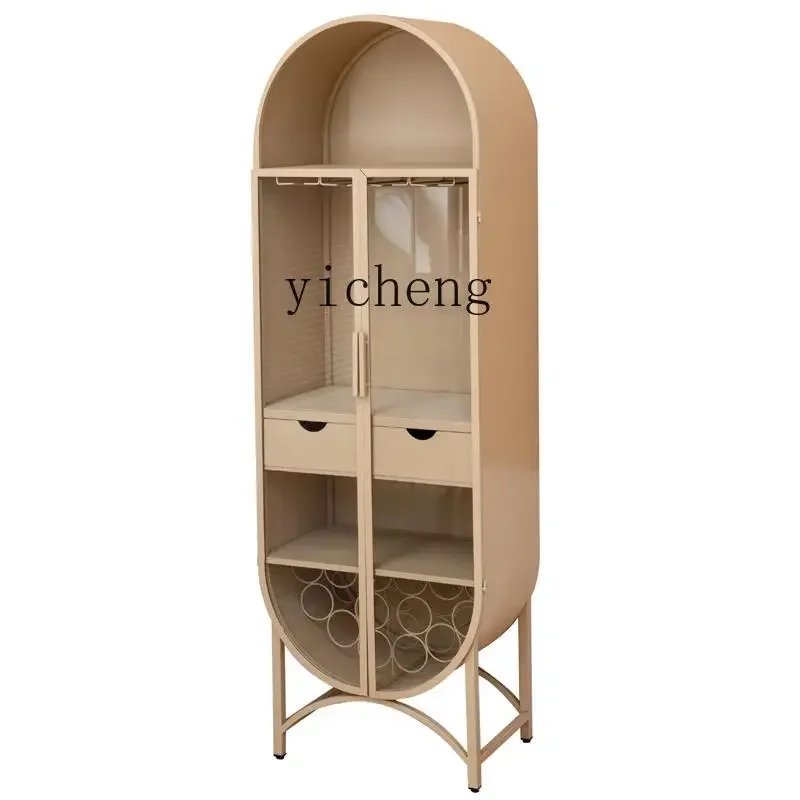 

ZC home living room new wall glass wine cabinet home wrought iron display cabinet glass cabinet