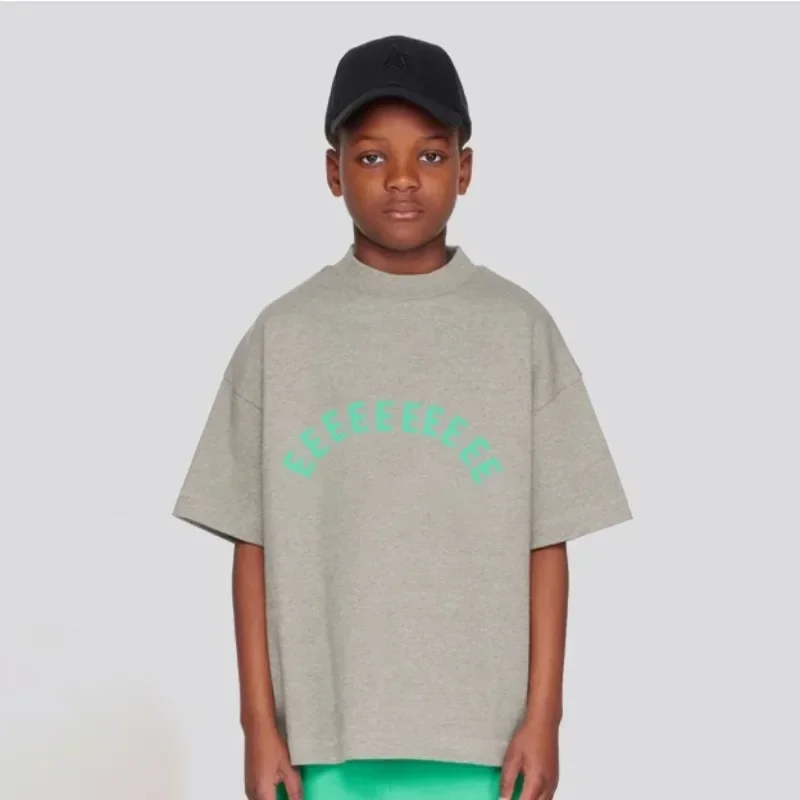 

new 24ss Luxury Kids Streetwear Sets Arch Silicone Letter Logo Children's T-shirts Fashion Boys Girls Loose Cotton T-shirts Set