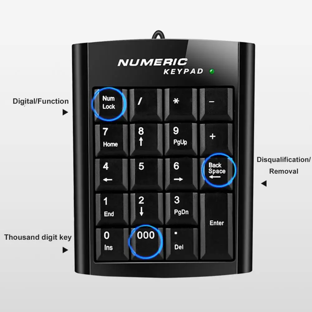 

Number Keypad Practical Splash-proof Ergonomic Mini USB 19 Keys Number Pad for Computer