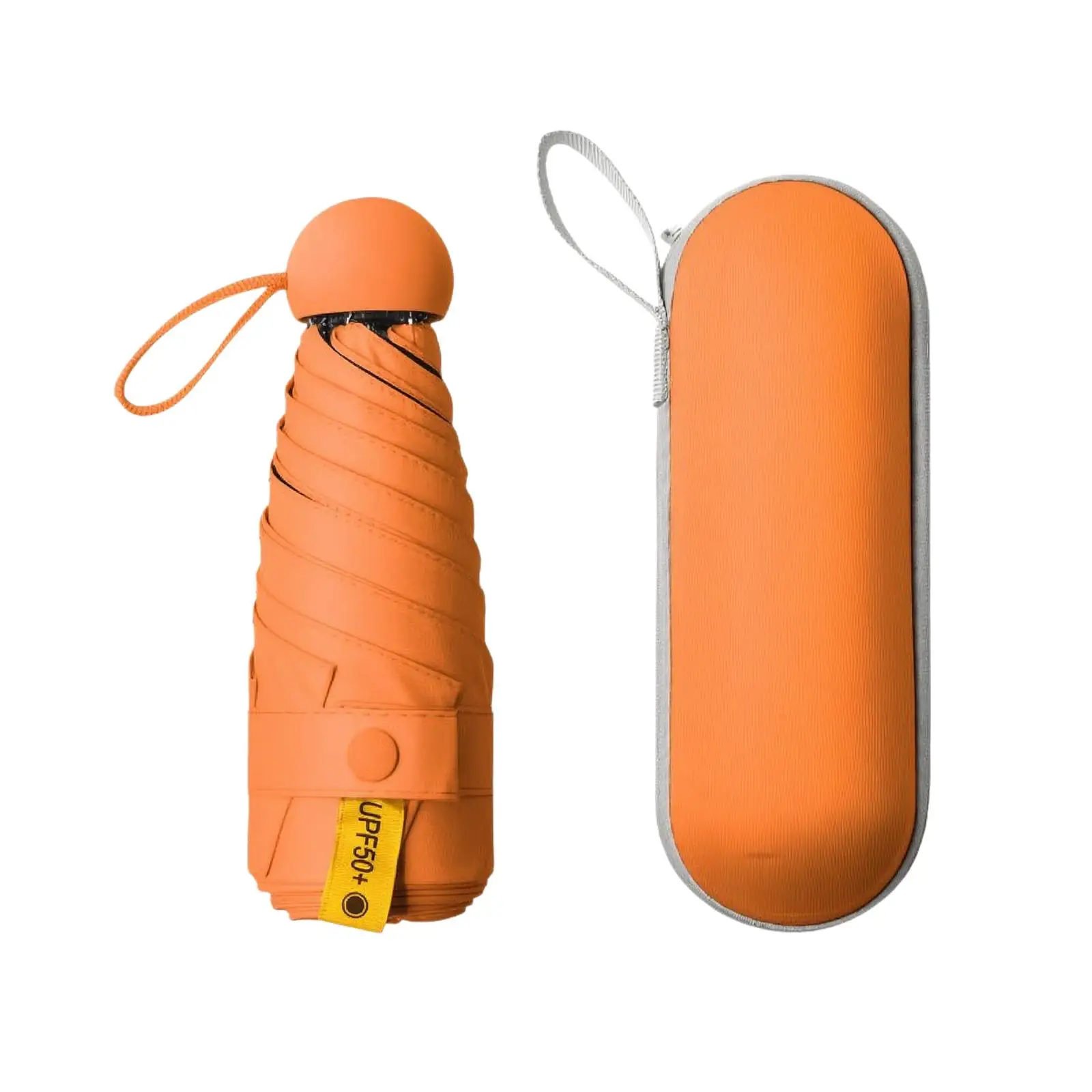 Manual Folding Umbrella with Capsule Case UPF 50+ Mini Travel Umbrella with Case Portable Lightweight for Commuting