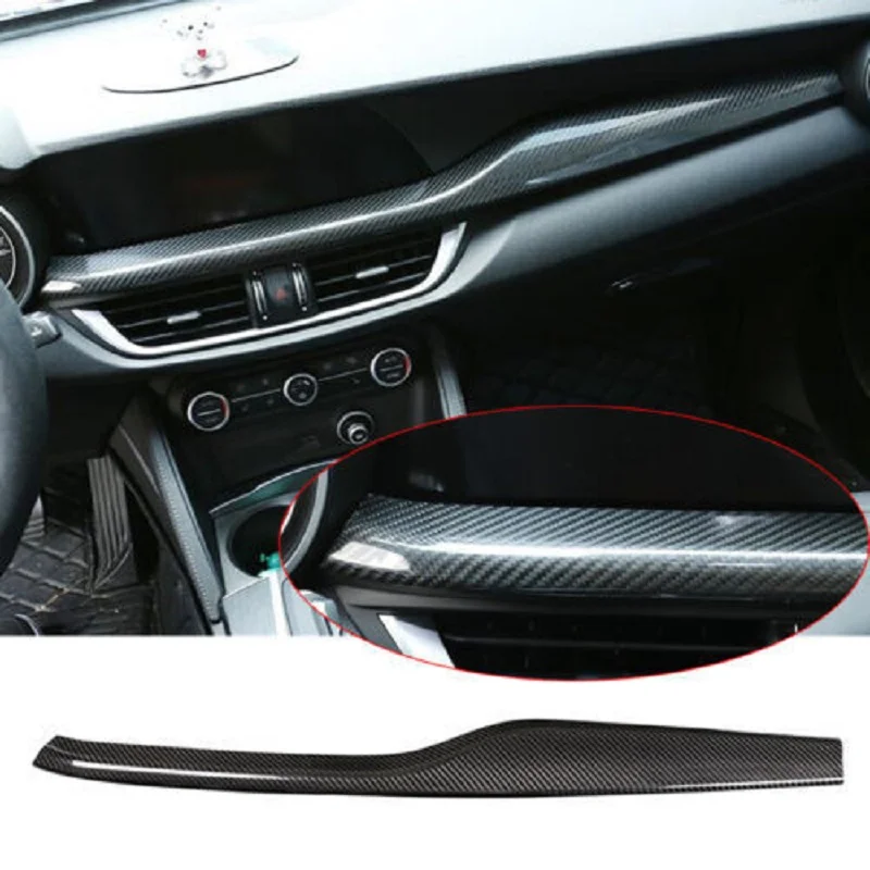 Real Carbon Fiber Central Control Dashboard Cover Fit For Alfa Romeo Stelvio 2017-2020