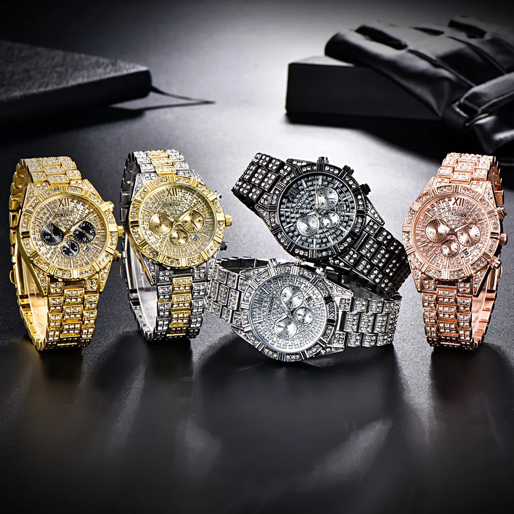 女性のためのクォーツ時計,ステンレス鋼の腕時計,ゴールドのブレスレット,高級時計,ギフト