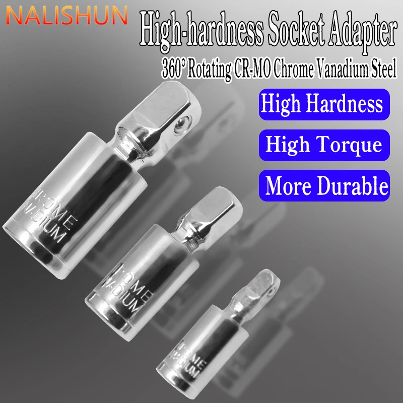 Universal Joint Swivel Socket Adapter Square U-Joint Drive Converter 1/4 3/8 1/2 Ratchet Angle Extension Bar Socket Adapter