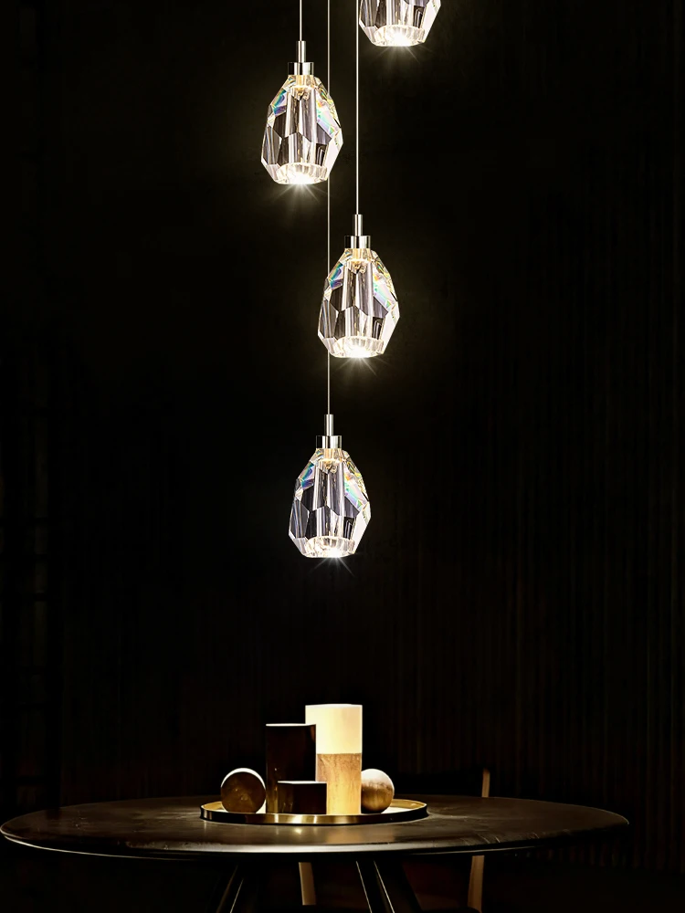 الحديثة الدرج الثريا كريستال طويل الدرج ضوء دوبلكس لوفت الثريا عالية السقف الإضاءة الدرج قلادة الخفيفة