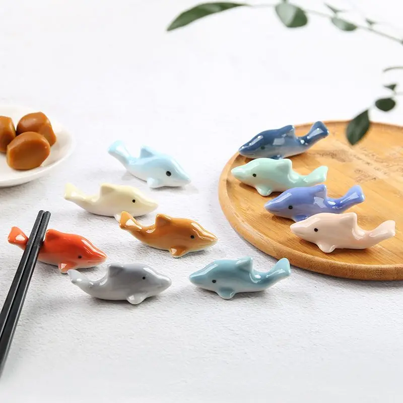 

Cute Cartoon Dolphin Ceramic Chopstick Holder, Dining Table, Household Ornament