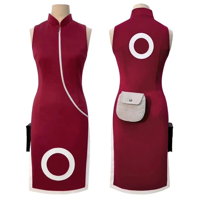 qa156HOLOUN Anime Haruno Sakura Cosplay Costume Sleeveless Cheongsam Shorts Pouch Waist Bag Halloween Christmas Gift Cos Convent